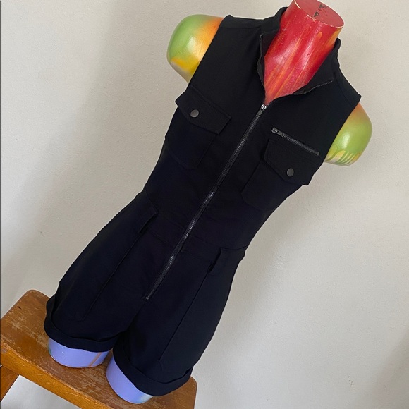 Guess Pants - Guess Black Sleeveless Romper with Front Zip